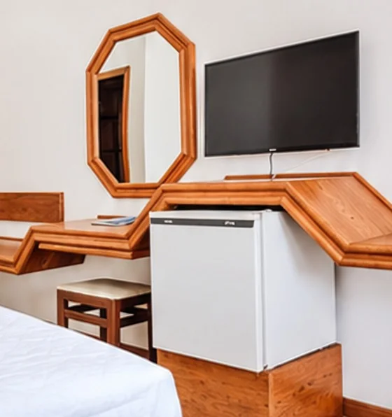 TV e frigobar no apartamento